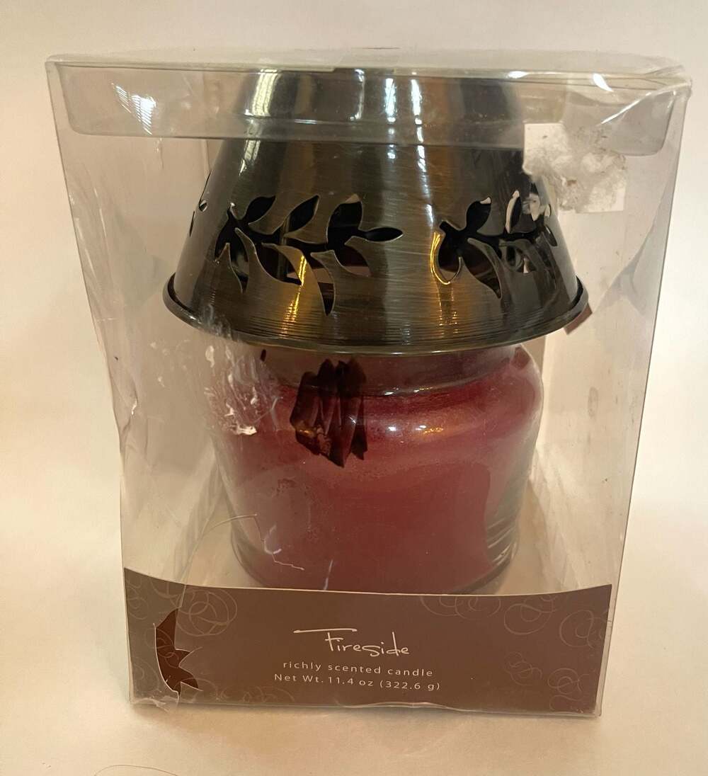 Capri Fireside Richly Scented 11.4 oz Candle with Decorative Metal Shade